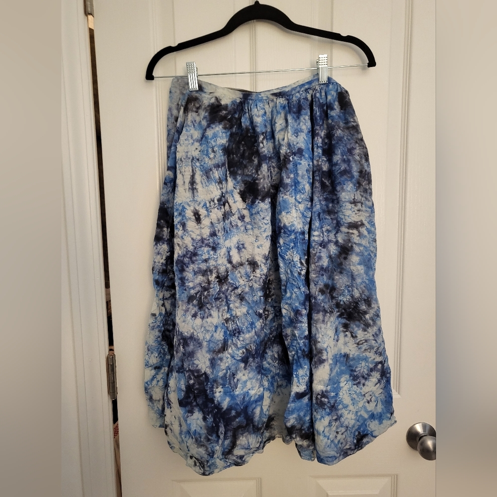 Raquel Allegra blue tie-dye midi skirt